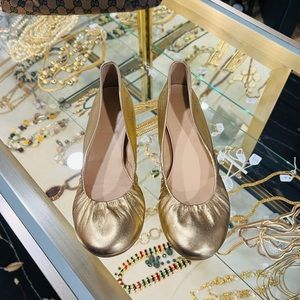 J.Crew Gold Leather Italian Ballet Shoes